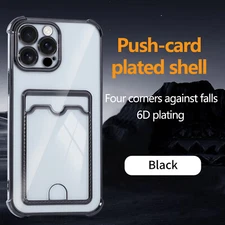 Shockproof Electroplated Card Holder Case for iPhone 16 Pro Max/16e/15/14/13/7