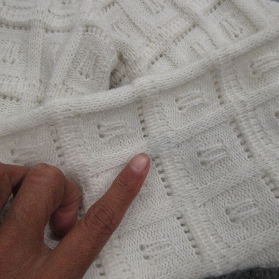 Cardigã feminino vintage Champion médio branco malha manga longa botão bolso suéter - Imagem 3 de 4