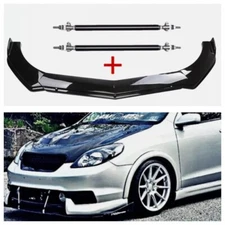 For Toyota Glossy Black Front Bumper Lip Splitter Body Kit +Strut Rods US STOCK