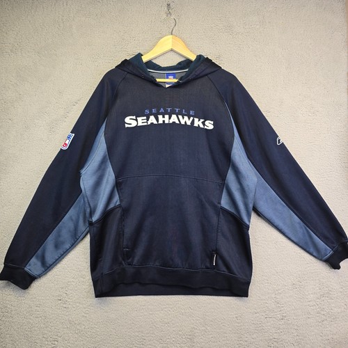 Seattle Seahawks Sweatshirt Men’s Large Blue Reebok ’90s Fleece Lined Sweater - Picture 12 of 22