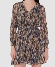 MSK Women's Brown Printed Smocked Fit & Flare Dress Plus Size 2X