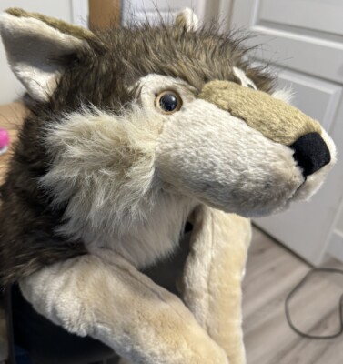 Wild Republic Jumbo Brown Timber Wolf VERY Realistic Plush 30