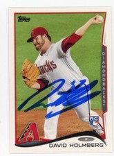 SIGNED BASEBALL CARD AUTO TOPPS 2014 ARIZONA DIAMONDBACKS DAVID HOLMBERG #242 RC