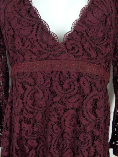 Kimchi Blue Wine Vixen Babydoll Lace Dress Size 2 New - Picture 6 of 8