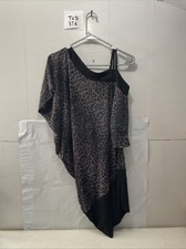 Gray Leopard Print One Shoulder Sweater Mini Dress women’s size M