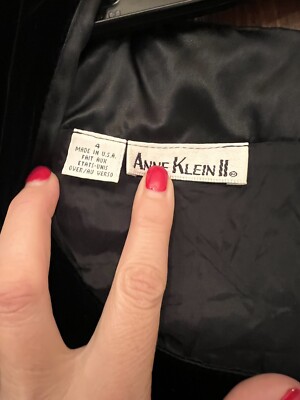 vintage 80s 90s Y2K anne klein II Black velvet dress long sleeve dress  Retro 4 | eBay