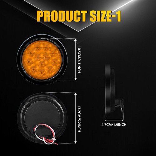 4 Inch Round 12 LED Reverse Backup Tail Lights Trailer Truck Clear Lens 12V 4pcs - Picture 3 of 12