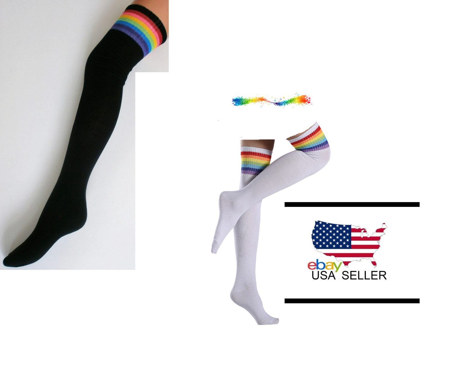 Women's Colorful Striped Over the Knee High Socks eBay