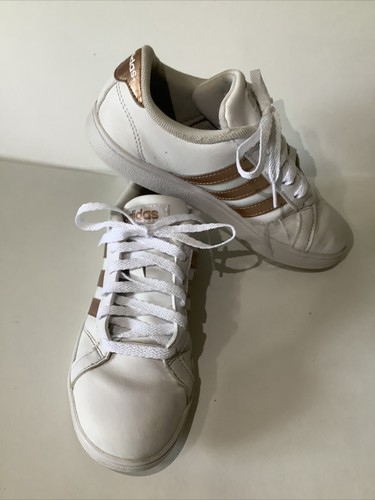 Adidas Neo CF Advantage Mujer Tenis Zapatos Talla 1 Blanco Rosa Dorado Borde Juvenil - Imagen 8 de 12