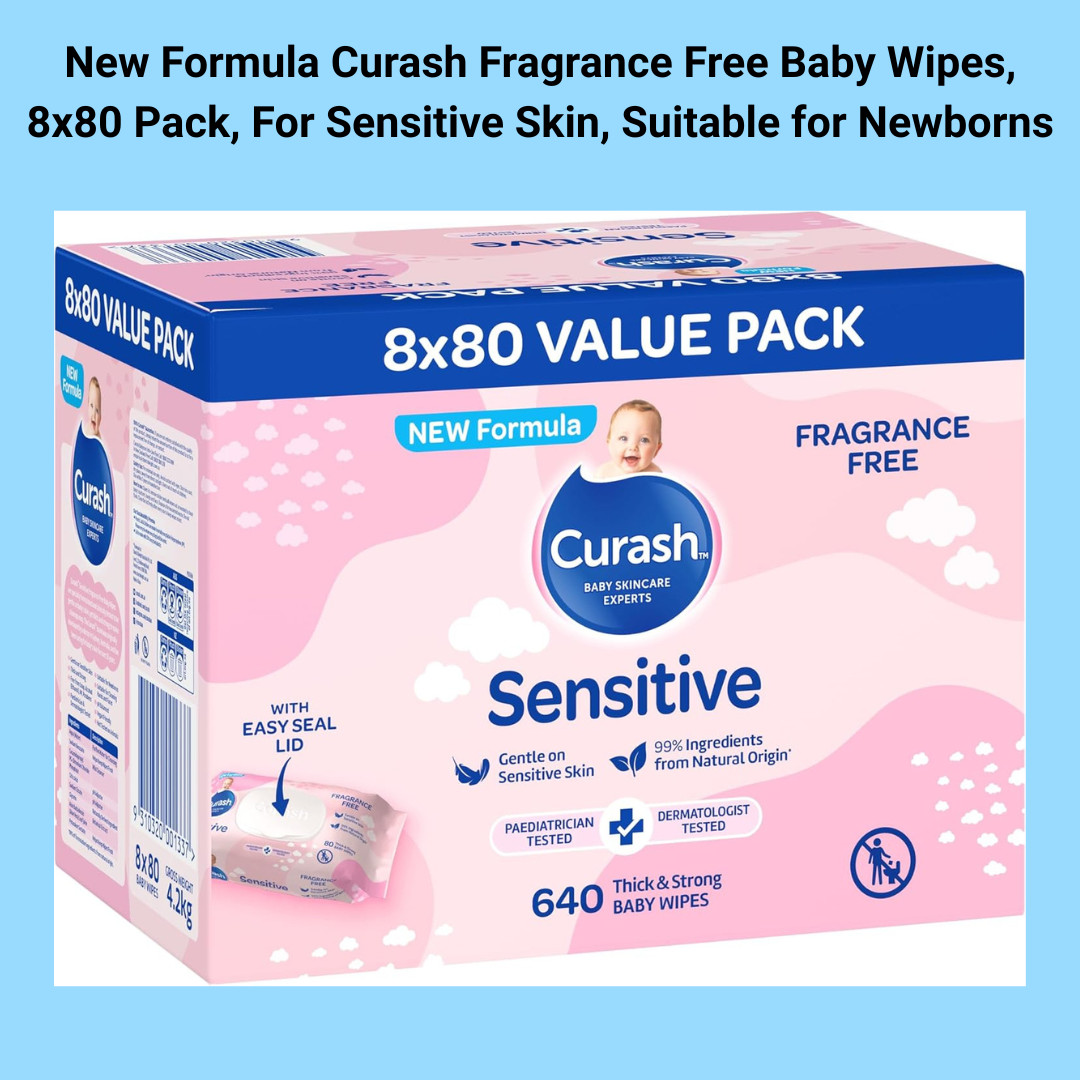 640 Wipes Curash Fragrance Free Baby Wipes Ideal for Newborns Wet Wipes 8 x 80pk