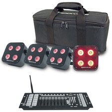 Rockville 4 PACK MINI IR4 Black DJ/Party Wash Lights App Wireless DMX Controller