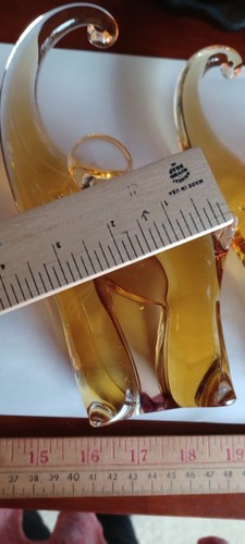 Murano AVEM FURNACE A Pair Of Animals Blown Amber Art Glass Elephant - Picture 11 of 16