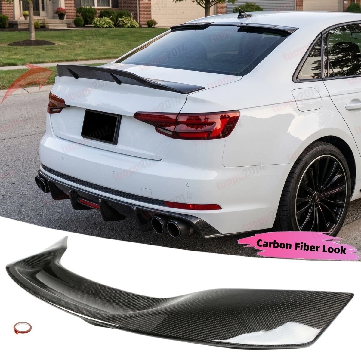 Alerón Tipo Pico De Pato De Fibra De Carbono Para Audi A4 B8 2008-2012 | Estilo ENL