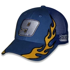 Checkered Flag Sports Chase Elliott 2025 Flame #9 Snapback Mesh Hat Blue
