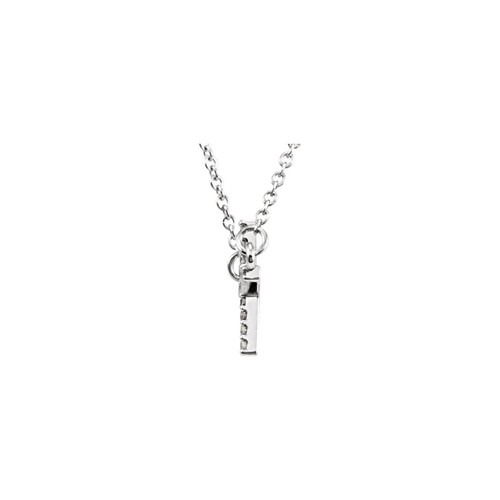 Sterling Silver 1/10 CT Natural Diamond Sideways Cross 16-18" Necklace 1.73gm - Picture 2 of 2