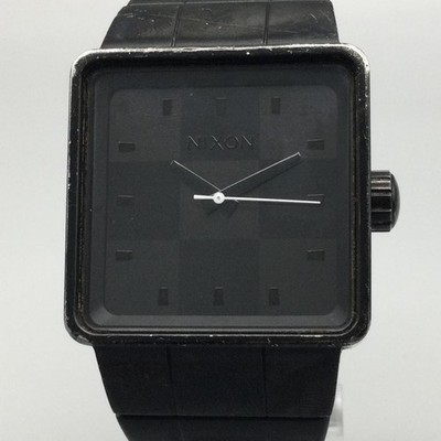 Nixon The Quatro Mens Watch 36mm Black Dial Steel Bracelet New Battery 7.25''