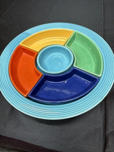 Vintage HLC Fiesta Ware RELISH TRAY 6 Piece Set COMPLETE Pre-86