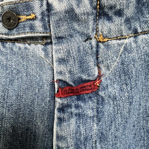 Marithe Francois Girbaud Jean Shorts Denim 40 Red Shuttle Tape Wide Leg Y2K Long - Picture 11 of 17