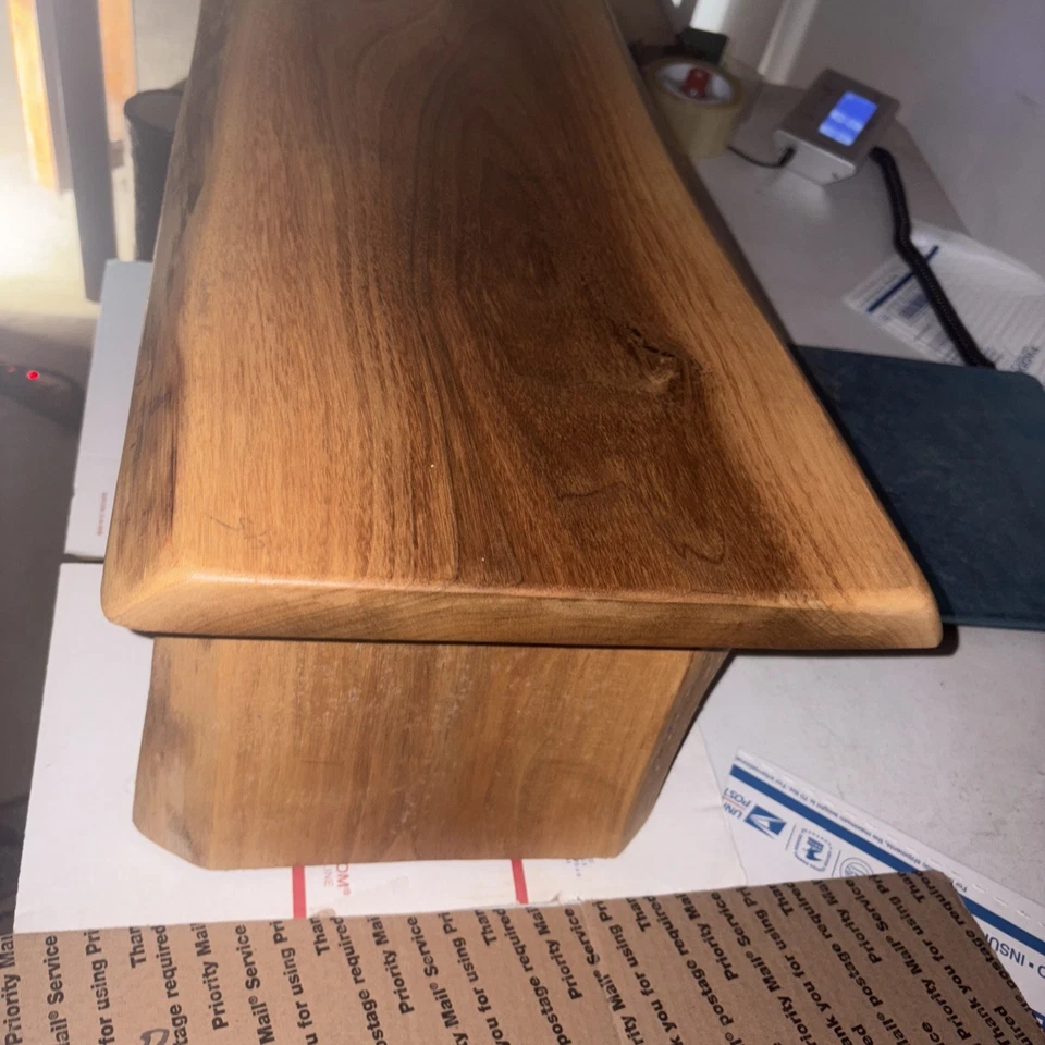 Handcrafted black walnut live edge stool 20”x12x10” Made USA - Image 4 of 4