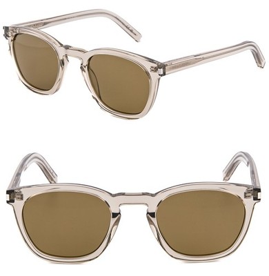SAINT LAURENT SL 28 SL28 Crystal Beige Unisex Retro Sunglasses 047 Authentic