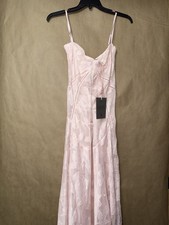 House Of Cb Women's Seren Blush Sheer Lace-Up Back Gown Small