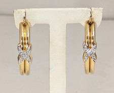 14K Gold & Diamond Earrings, 1-3/8'' Diameter