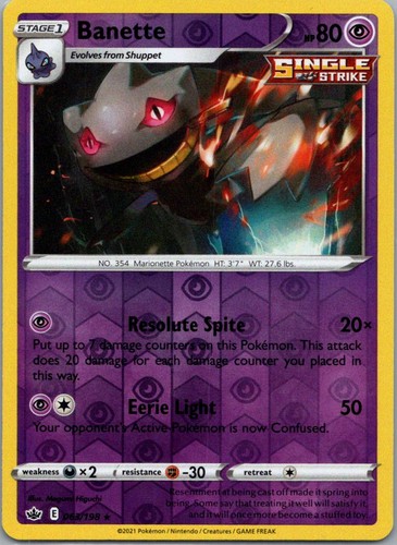 Pokemon TCG Banette 63/198 Chilling Reign Rev Holo LP