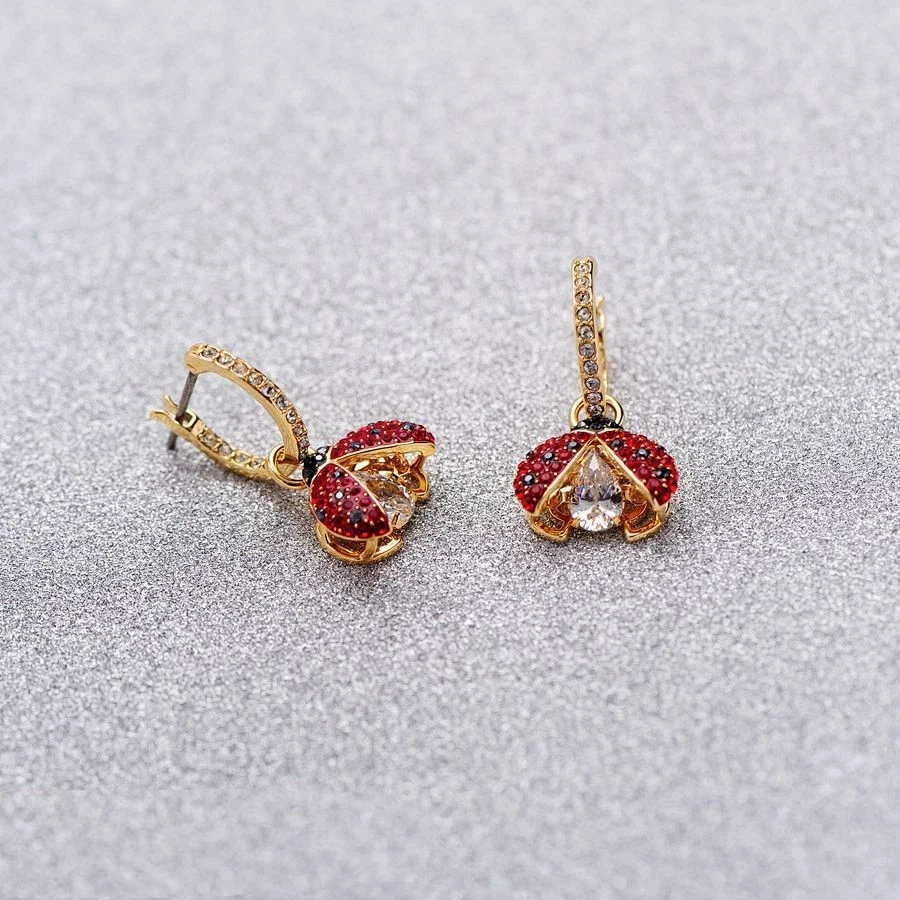 Pendientes Desmontables Latido Corazón Ladybug A Juego Elementos Swarovski Cristal Foto 3 de 4