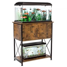 Aquarium Stand Metal Frame Fish Tank Stand with 20-29 Gallon Rustic Brown