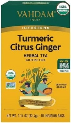 Vahdam India Infusions Turmeric Herbal Tea Citrus Ginger