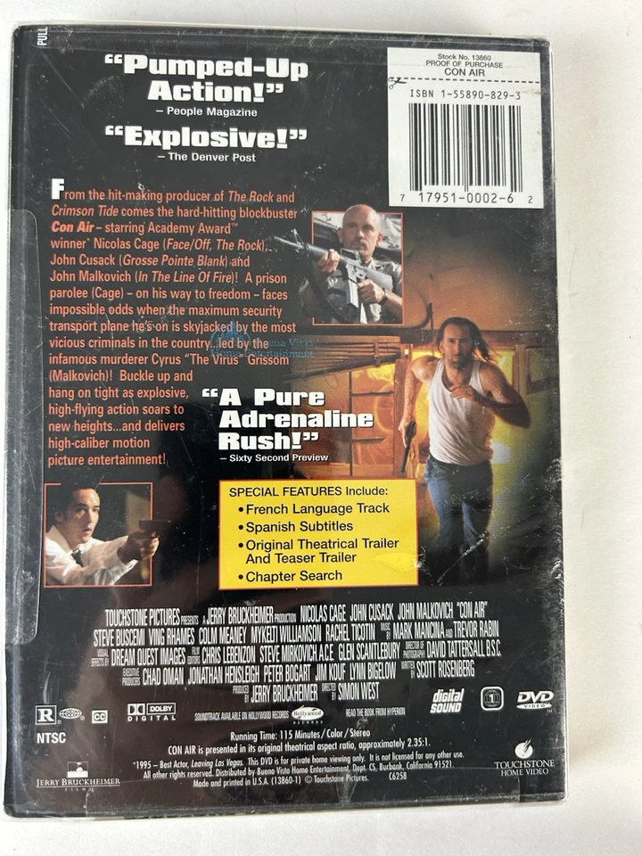 Con Air DVD 1995 Nicolas Cage John Cusack John Malkovich New Sealed - Image 2 of 4
