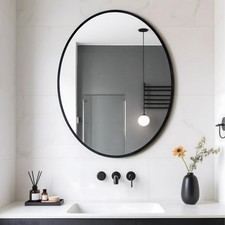 Oval Hanging Mirror Black Aluminum Frame Wall Vanity Makeup Mirrors Home Decor