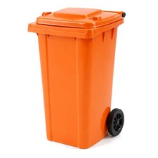 240L Orange Wheelie Bin for Household Outdoor Garden Waste with Rubber Wheels