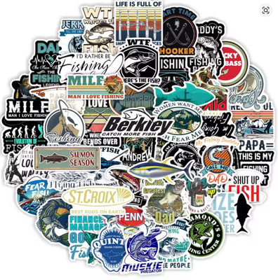 50pcs/Pack  Assorted Fishing Stickers Waterproof  These are random pulls 