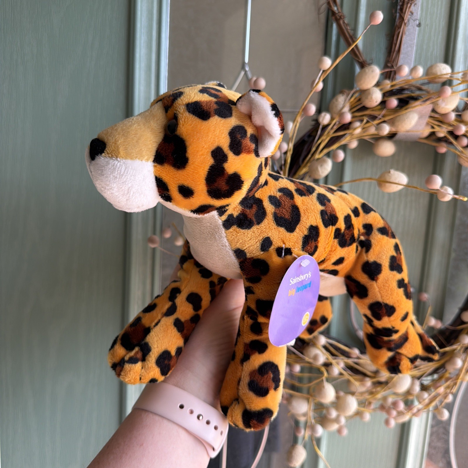 Sainsbury’s rare leopard bnwt new soft plush toy 30cm long orange