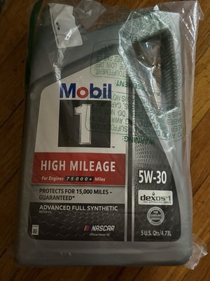 Mobil 1 High Mileage Full Synthetic Motor Oil 5W-30, 5 Quart，(packed of 2)