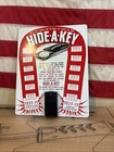 Vintage Hide A Key Display Sign Shelf Garage Store Gas Station Oil Can Vtg NOS