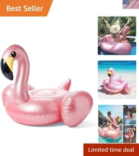 Giant XL Rose Gold Flamingo Pool Float - Fast Inflation for Ultimate Summer Fun!