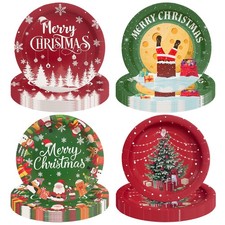48Pcs Christmas Paper Plates, 7" Christmas Plates Disposable Party Plates Tablew