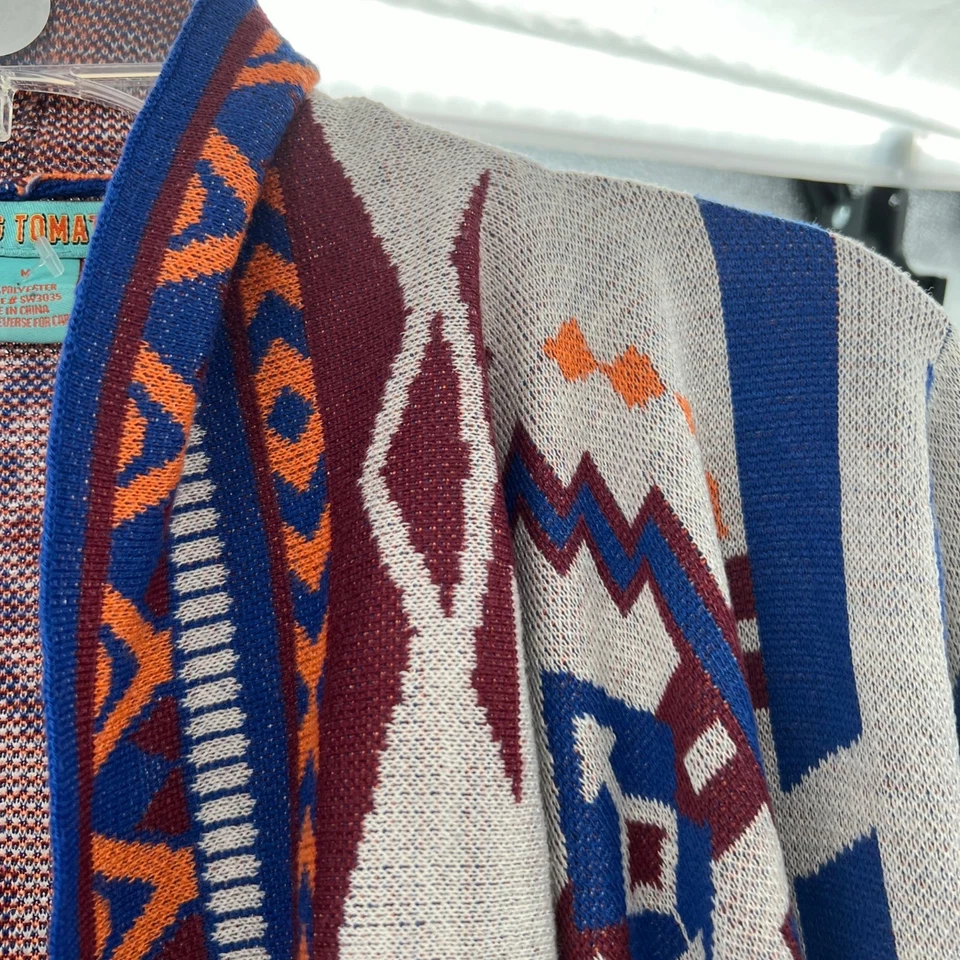 Cardigã feminino Flying Tomato suéter asteca frente aberta multicolorido tamanho médio - Imagem 3 de 4