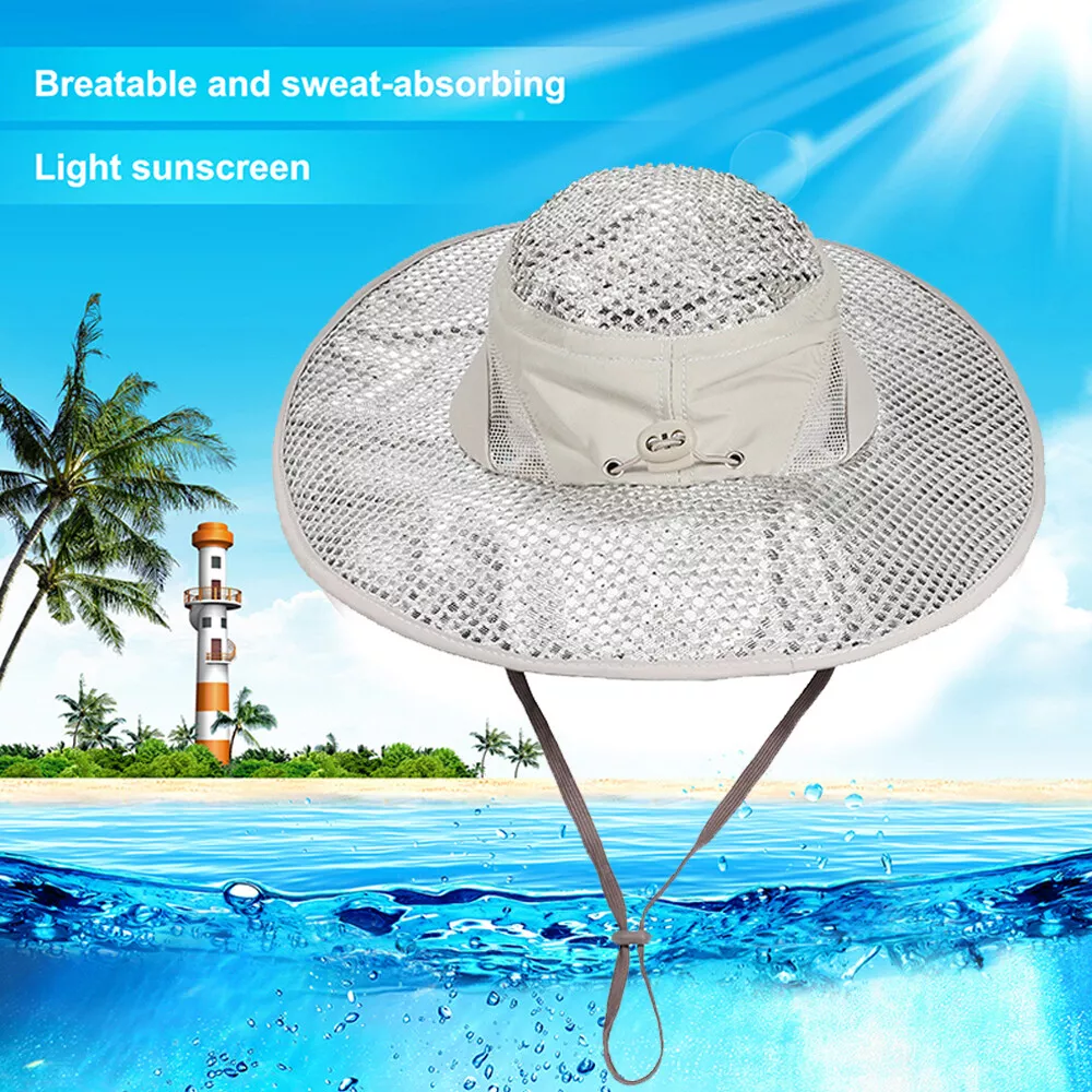 Summer Cooling Bucket Hat Outdoor Work Hat UV Protection Ice Beach Cap  Unisex