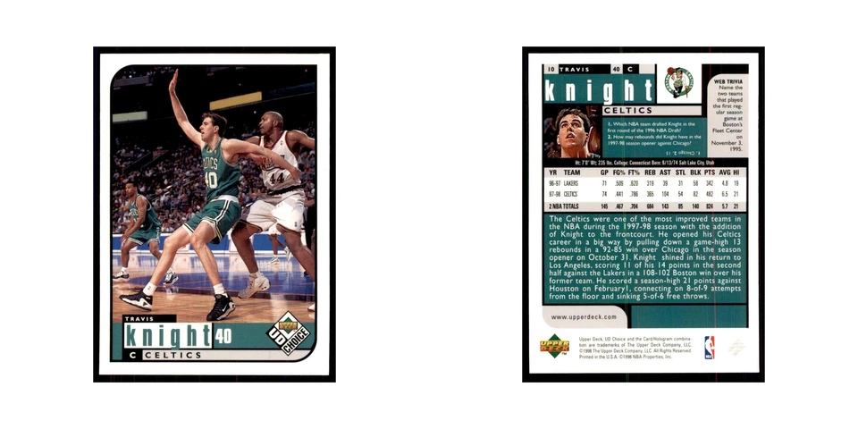 1998 UD Choice Travis Knight Basketball Cards #10 - Image 3 of 3