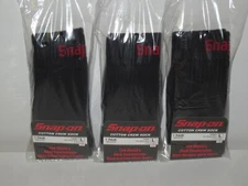 3 PAIRS Men's BLACK Snap-On Crew Socks LARGE ~ FREE SHIPPING ~ MADE IN USA *NEW*