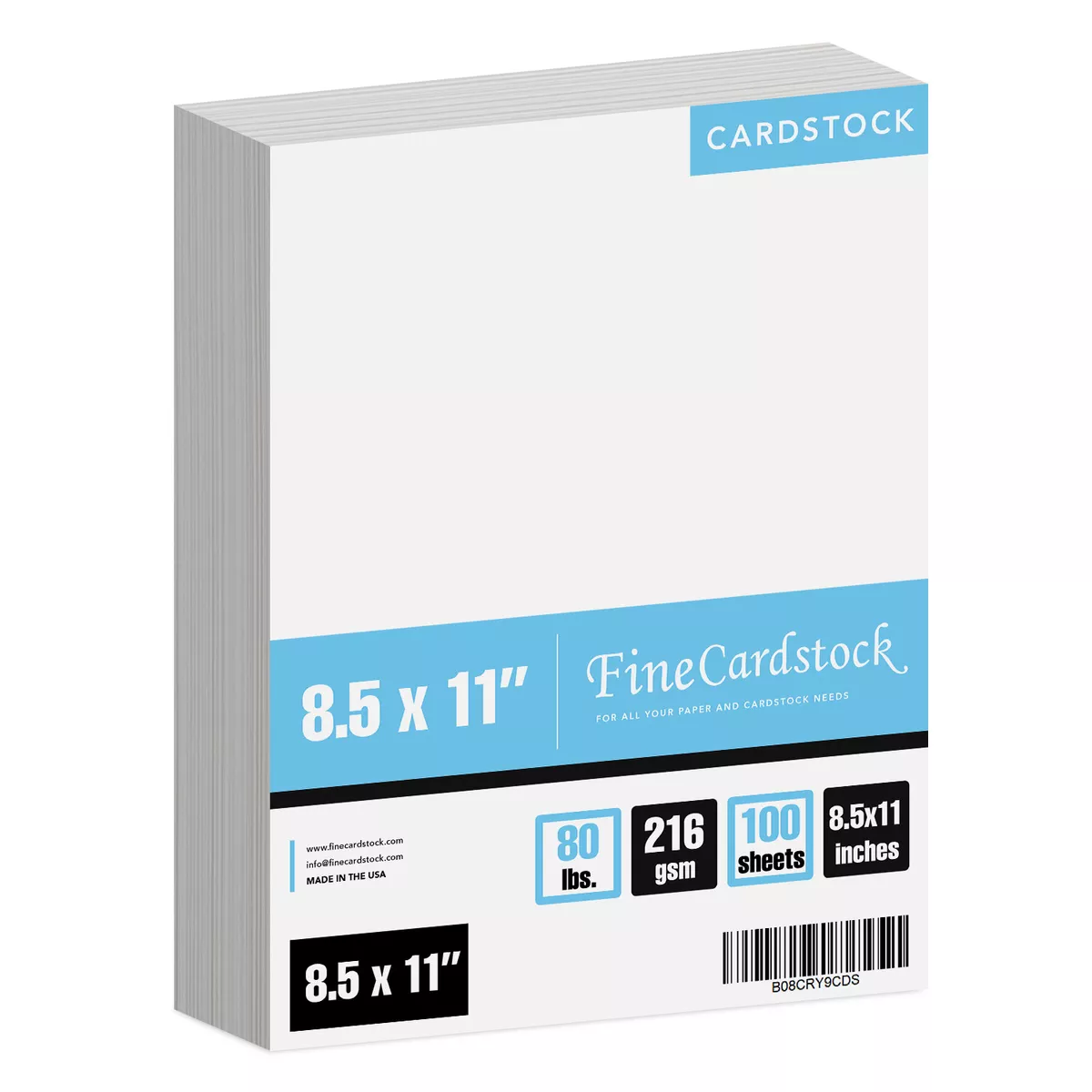 8.5 x 11 Blank White Cardstock Paper, 80lb Cover (216gsm), 100 Sheets