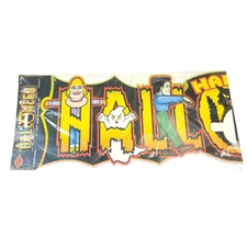 Vintage Beistle Die Cut Happy Halloween Banner Sign 1988 Dracula Ghost Witch 