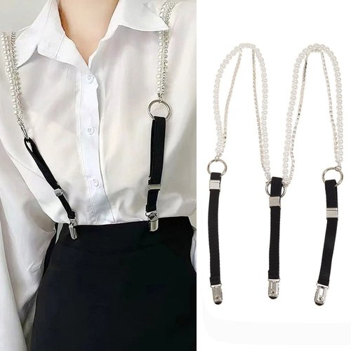 Pearl Rhinestone Chain Suspenders Belts Slim Skinny Elastic Suspenders eBay