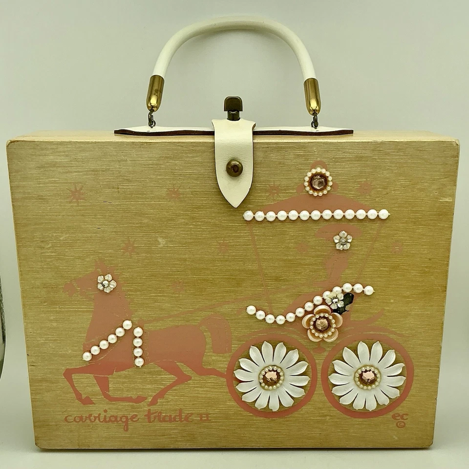 BOLSO DE CAJA DE MADERA "Carriage Trade" de colección ENID COLLINS, 1964, Collins Of Texas Foto 2 de 4