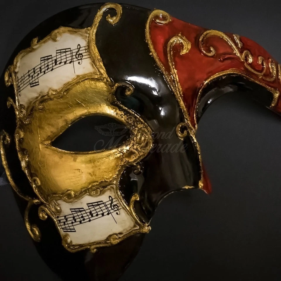 Mens Masquerade Mask Classic Musical Half Phantom of the Opera [Black/Red] - Image 4 of 4