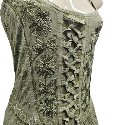 green gothic corset dress Zpanxa Women Vintage Cosplay Victorian Gothic Corset Dress, Medieval  Renaissance Costume Dress, Gothic Patchwork Lace Dress, Halloween Costume  One Shoulder Bodycon Dress Green XL