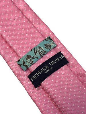 Cravate Pour Homme Frederick Thomas - Rose Pastel Pois Barbe à Papa - Fait Main UK